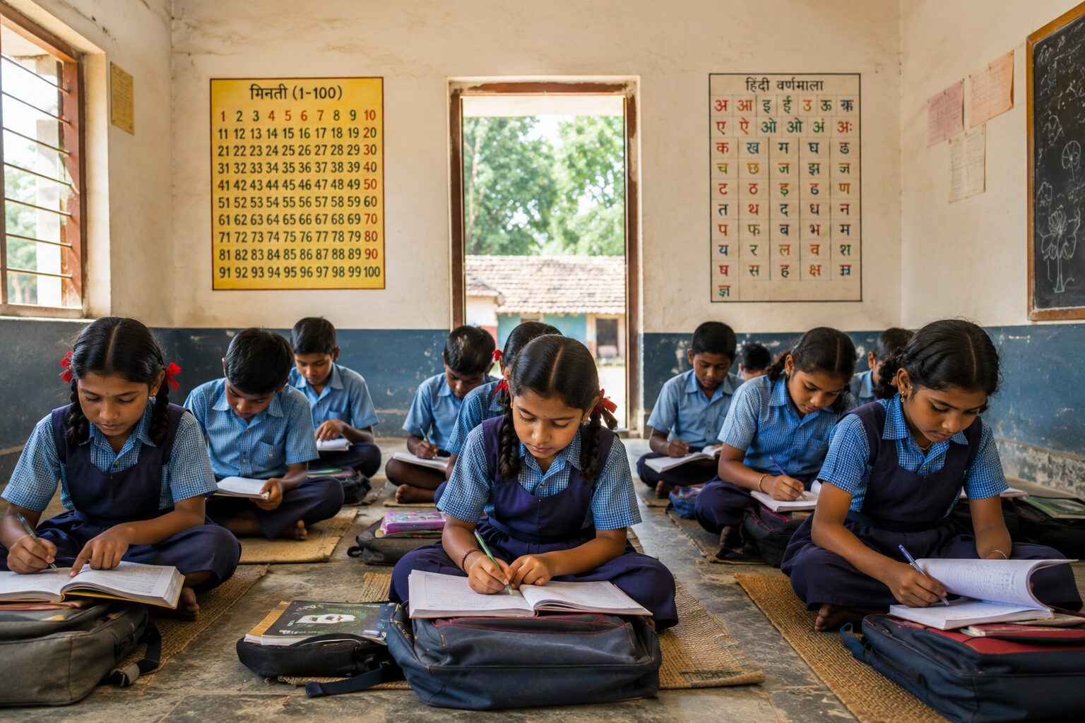 Government school classroom, education in India
